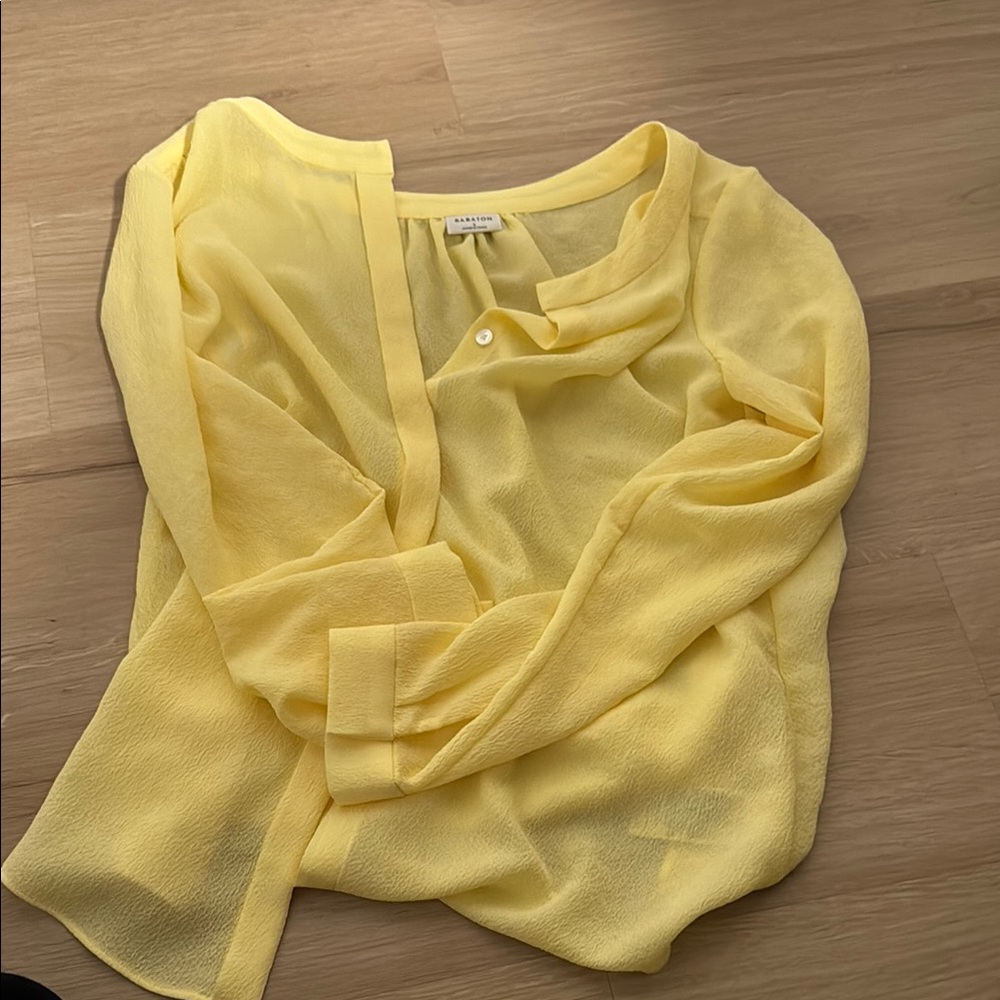 Chico's Yellow Long Sleeve Buttoned Blouse